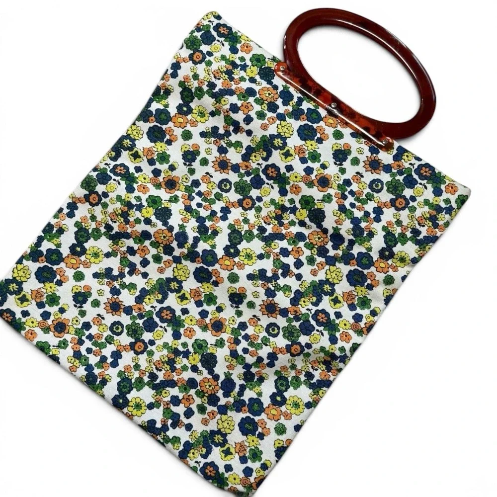 60s flower power lucite handle bag